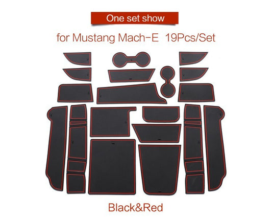 Car Gate Slot Cup Mat for Ford for Mustang Mach-E 2021 2022 Anti-Slip Mats Red