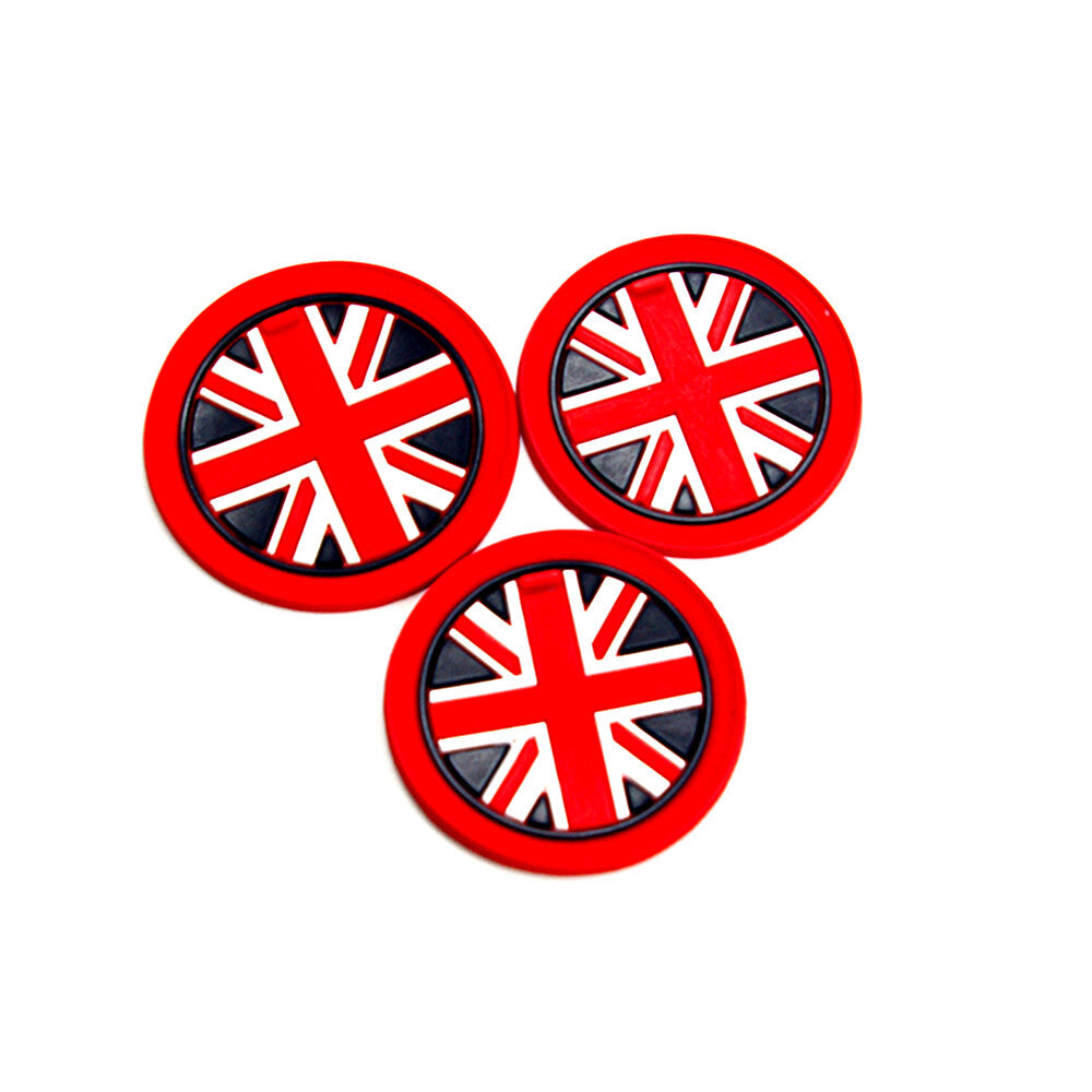3Pcs For JCW R55 R56 R57 R58 R59 Union Jack Anti-Slip Cup Coaster Mat Pad Red Q