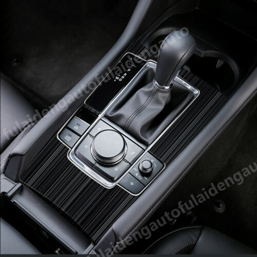Black Steel Gear Shift Box Panel Garnish Cover Trim for Mazda 3 Axela 2019-2022