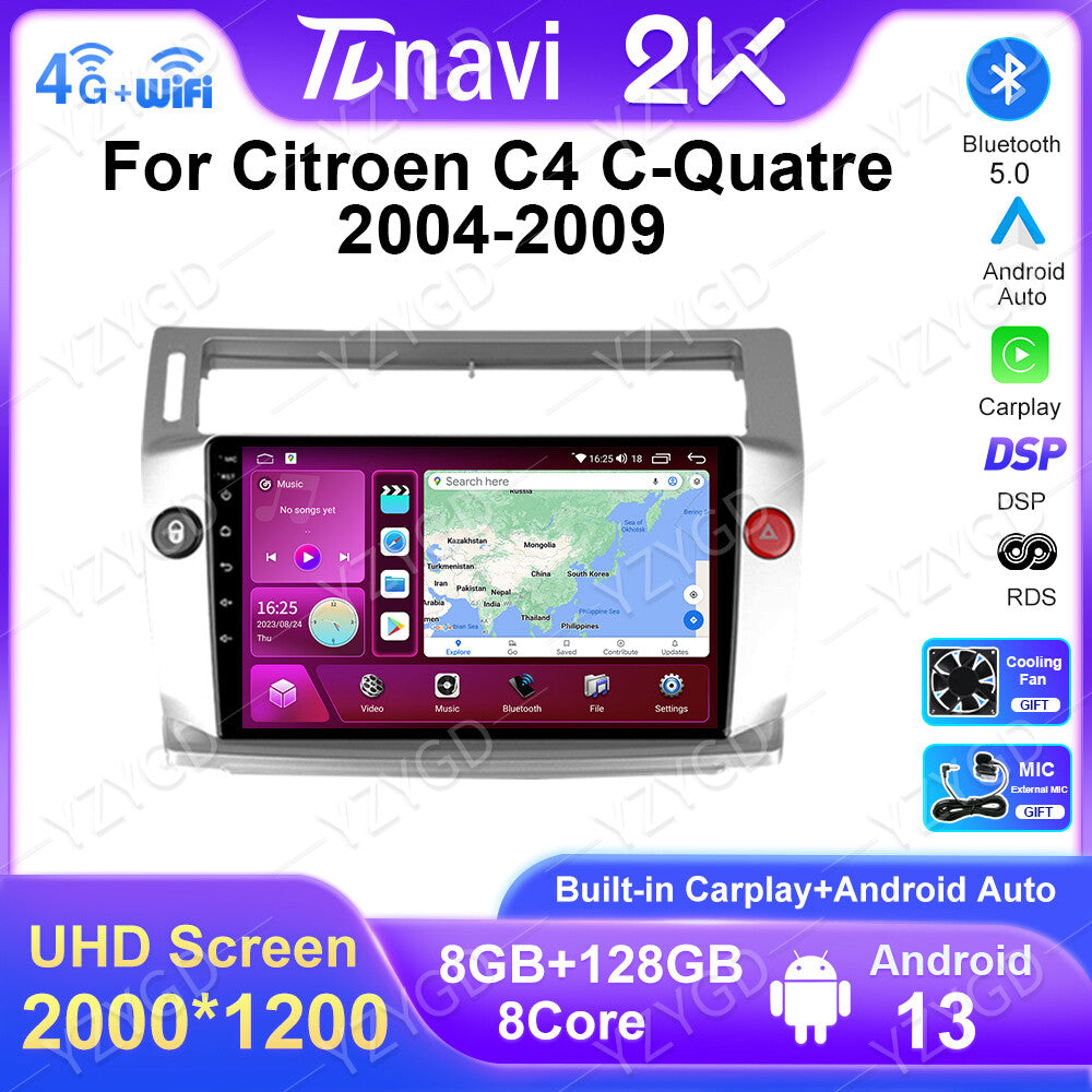 Car Radio Screen for Citroen for C4 C-Triomphe C-Quatre 2004-2009 GPS Video Player