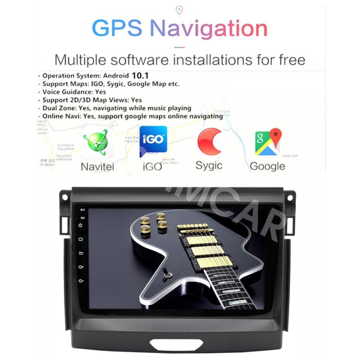 For Apple Carplay Car Radio Fit for Ford Ranger 2016-2019 Android 13 GPS Stereo