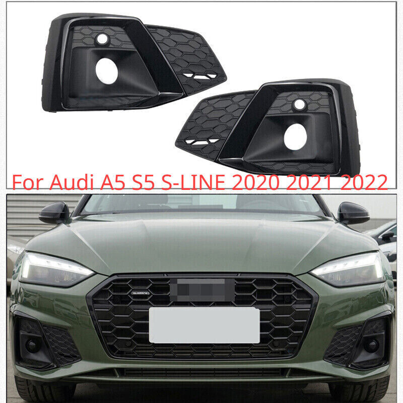 Front Bumper Fog Light Cover Grilles Grill for Audi for A5 S5 S-LINE 2020 2021 2022 Q