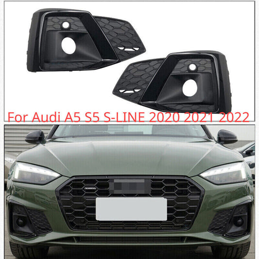 Front Bumper Fog Light Cover Grilles Grill for Audi for A5 S5 S-LINE 2020 2021 2022 Q