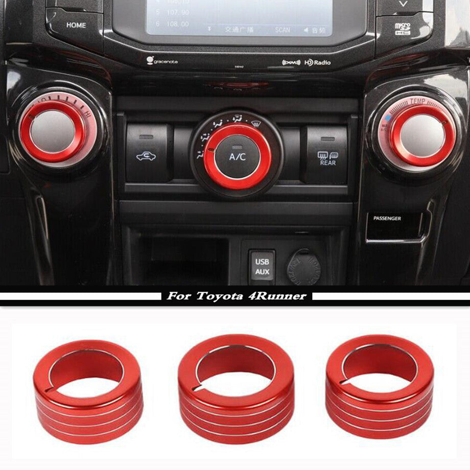 Red 3P Inner AC Switch Knob Cover Trim Ring For 4Runner 10-23 Accessories v