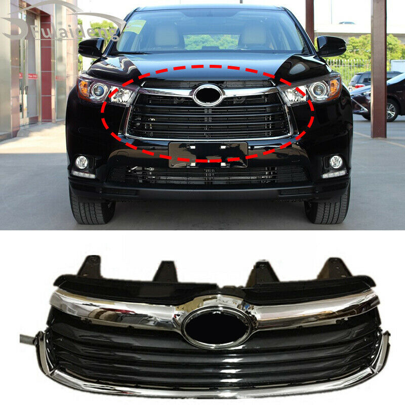 for Toyota Highlander 2014-2016 Grille Front Bumper Center Mesh Grill Decor Trim