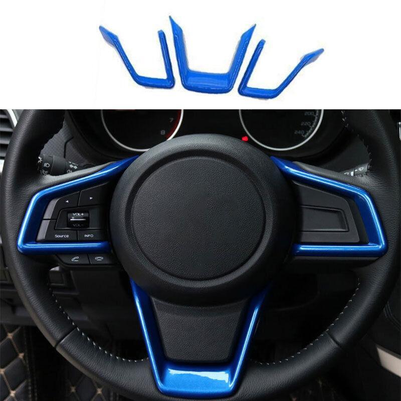 for Subaru Legacy 2018-2022 2023 ABS Blue Steering Wheel Panel Cover Trim 3PCS