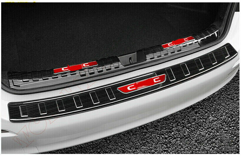 2x for Honda for Civic 2022-23 Black Steel Rear Door Protector Sill Plate Cover trim