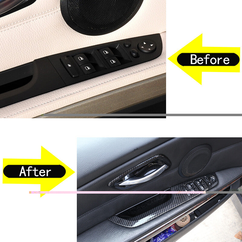 Carbon fiber style car door and window switch cover suitable for 3 E90- n