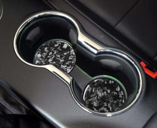 for Ford for Mustang 2015-2022 Forged Carbon Fiber Console Water Cup Pad Decoration