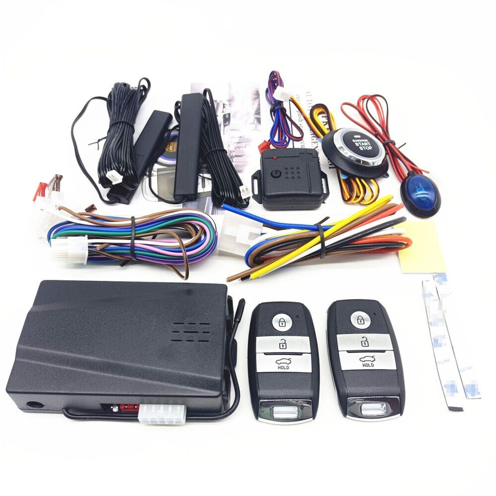 Keyless Entry Car Engine Start Alarm-System Push Button Dual Remote Control KIT n