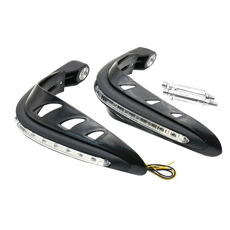 1Pair 22mm Motorcycle Handlebar Hand Protector Cover Light White LED Hand Guard