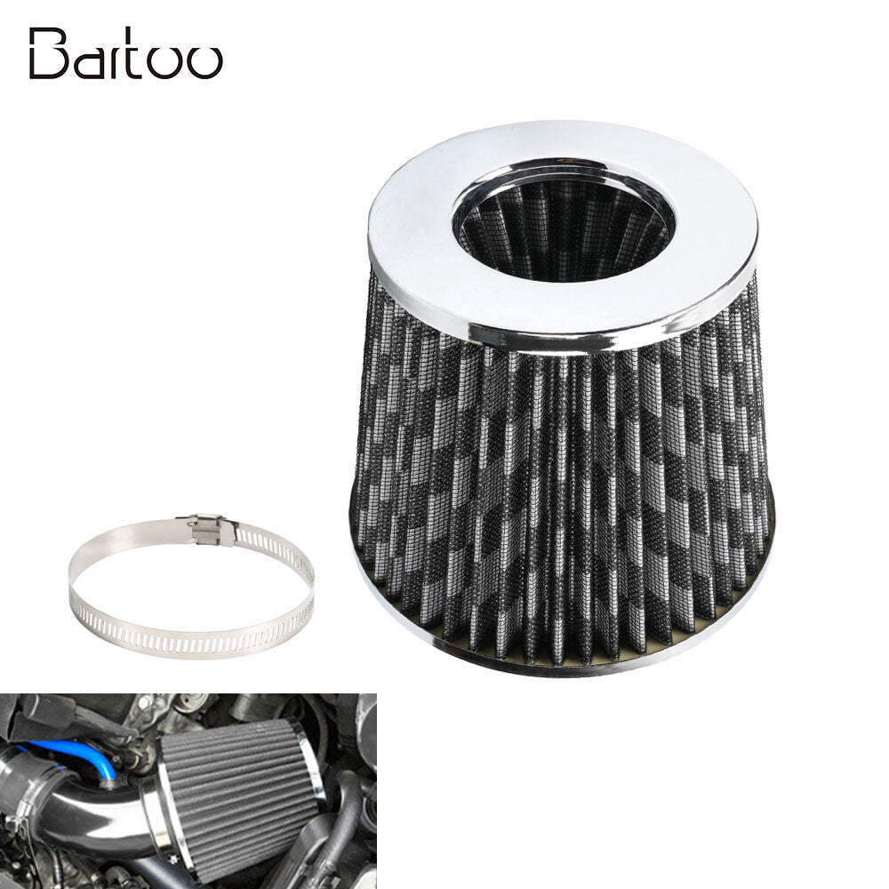 Carbon Fiber 3 High Flow Inlet Cold Air Intake Cone Replacement Dry Air Filter Q