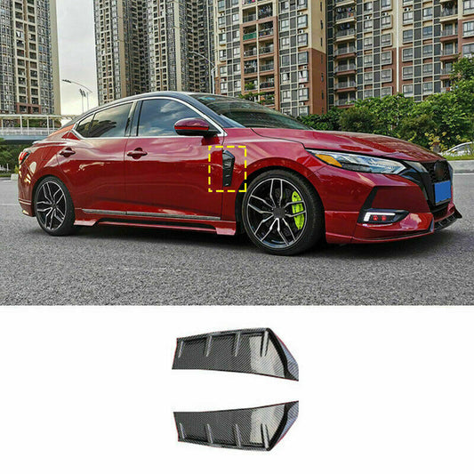 2X Carbon Fiber Look Front Side Door Fender Cover Trim for Nissan Sentra 2020-23