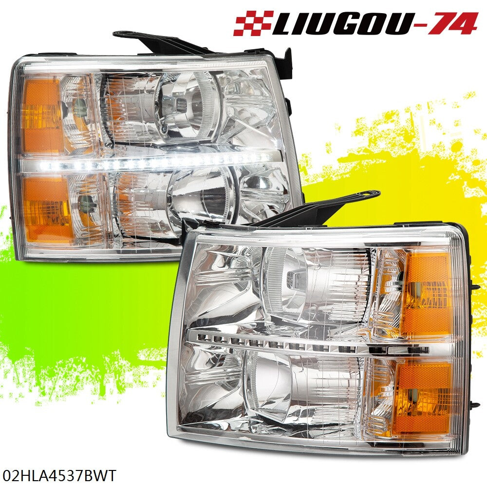 Suitable for 07-13 Solod LED DRL bar projector headlights LH+RH 1 pair- v