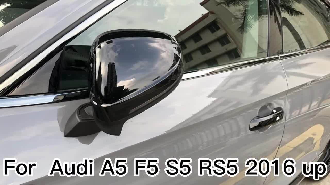 Smooth Black Mirror Protective Cover for for Audi A4 B9 S4 A5 S5 2017-2024 with Lane Assist - v