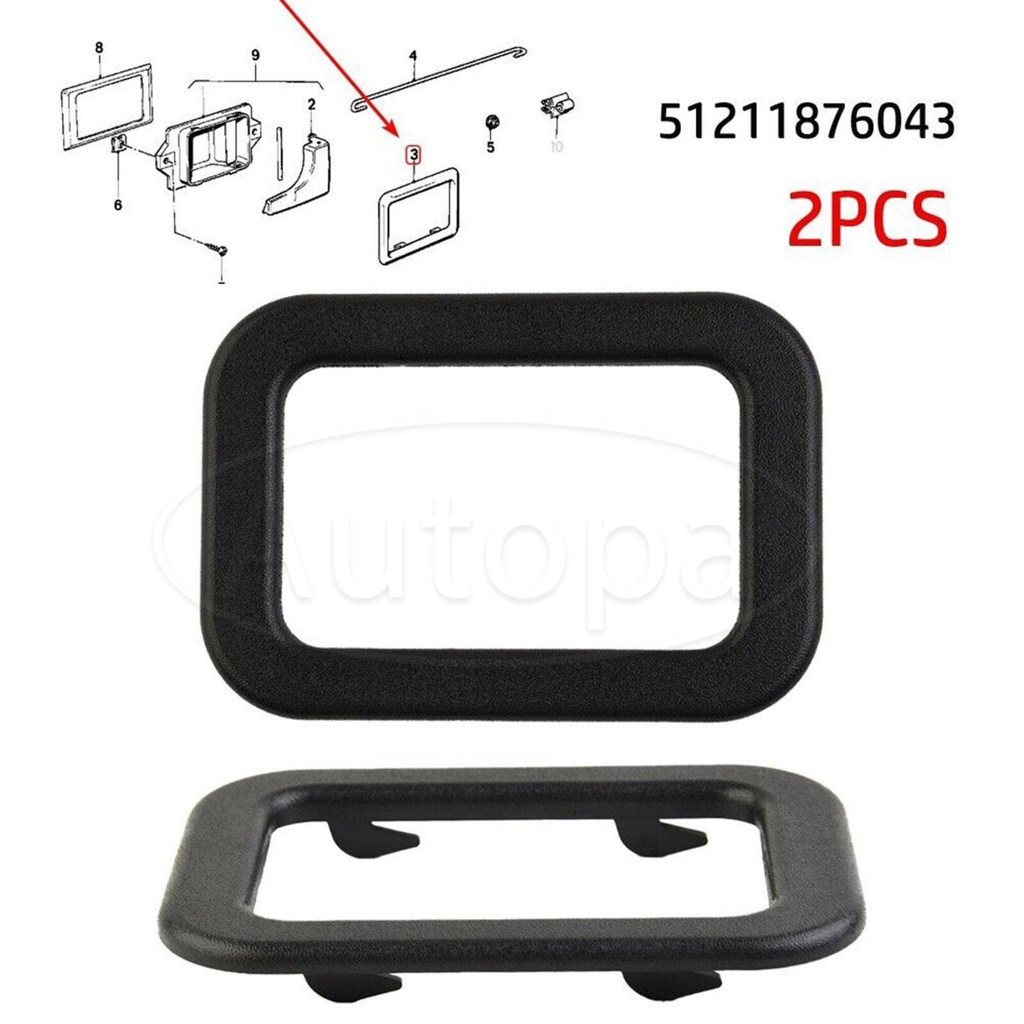 2x Interior Door Handle Cover Trim Bezel Fit for E30 E28 E24 E23 51211876043 NEW