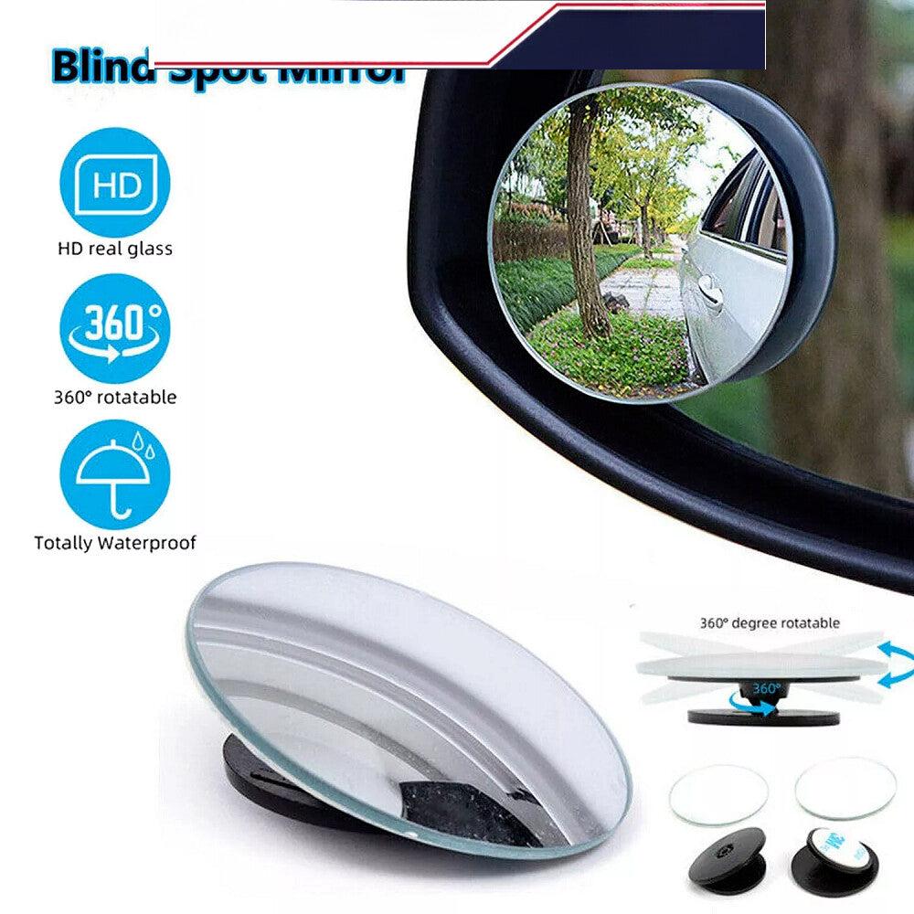 2Pcs Round Blind Spot Mirror HD Glass Frameless Convex Rear View 360¡ã Stick On1