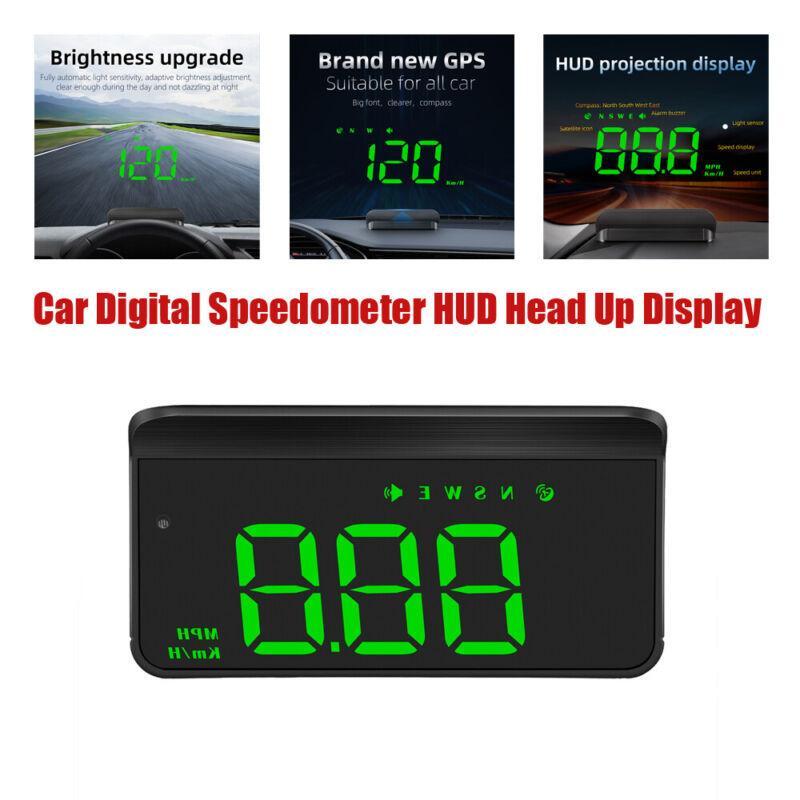 Car SUV Digital Speedometer HUD Head-Up Display Overspeed Warning Compass Driving - n