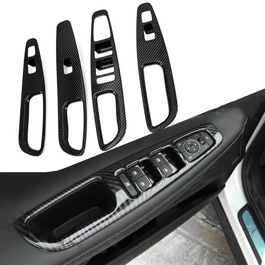 for Hyundai Santa Fe 2019-22 Carbon Fiber Window Lift Panel Switch Cover Trim 4x