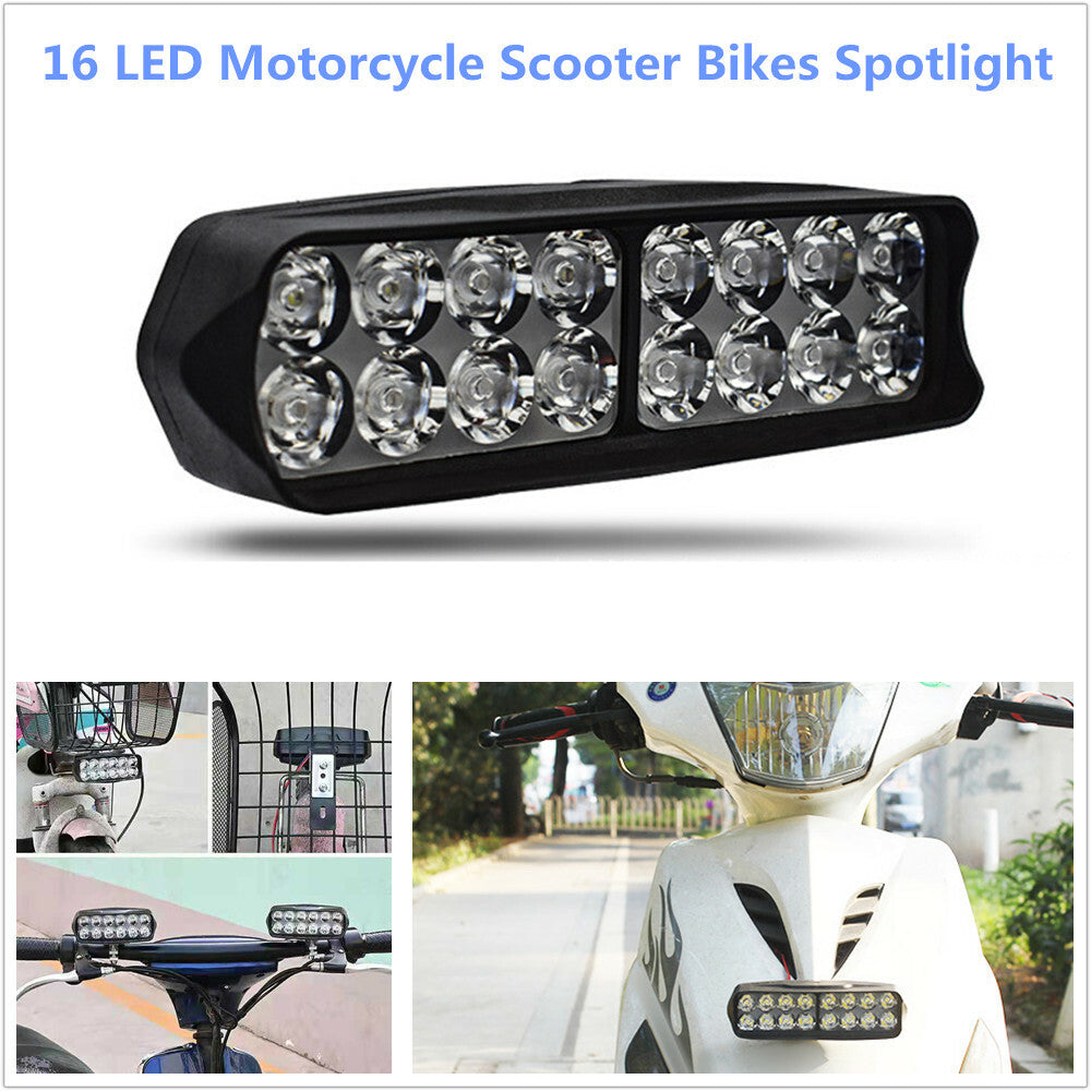 1 Motorcycle/Scooter Spotlight with 16 LED Bulbs for Rearview Mirror Mounting - n