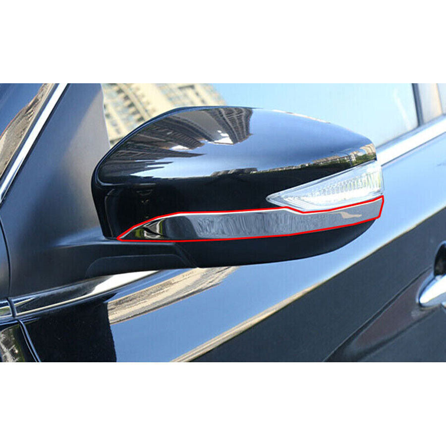 Silver Steel Exterior Door Rear View Mirror Strip Trim for Nissan Sentra 2013-19