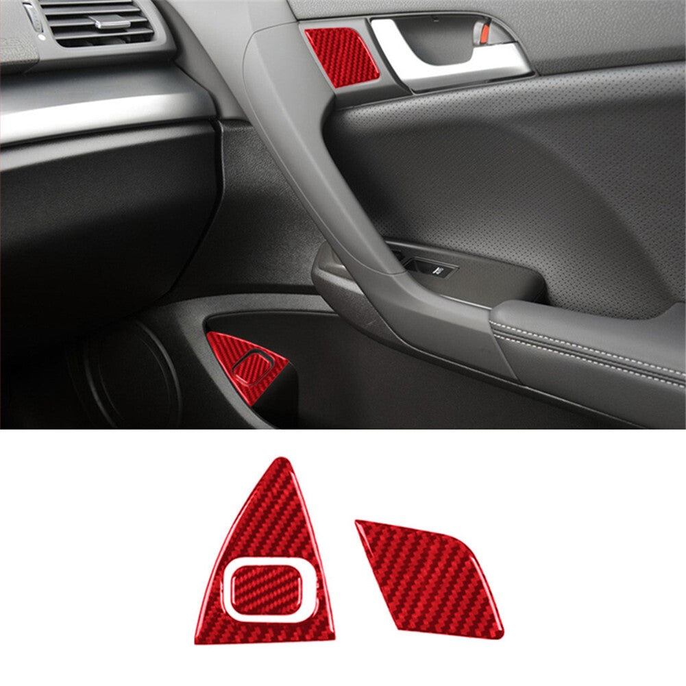 8Pcs Red Carbon Fiber Door Panel Cover Trim For Land for Range Rover Sport 2014-2017 v