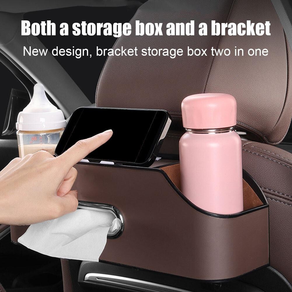 Back for Seat Organizer Interior Accessories Car Storage Bag Water Cup Holder Brown