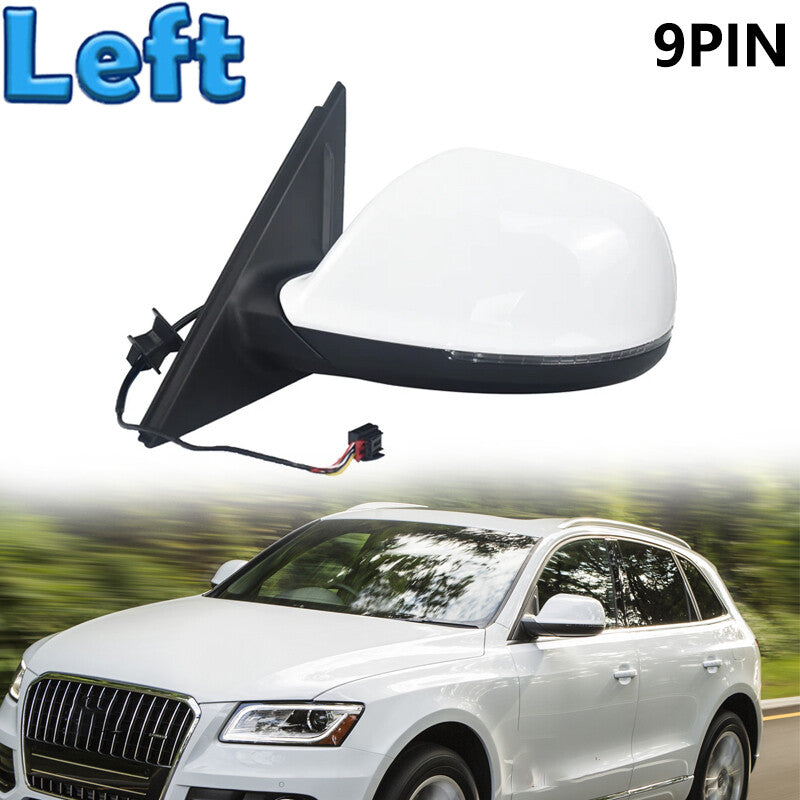 Left Side Mirror Power Fold Heated Turn Signal Lamp 9 Pin for Audi Q5 2009-2015