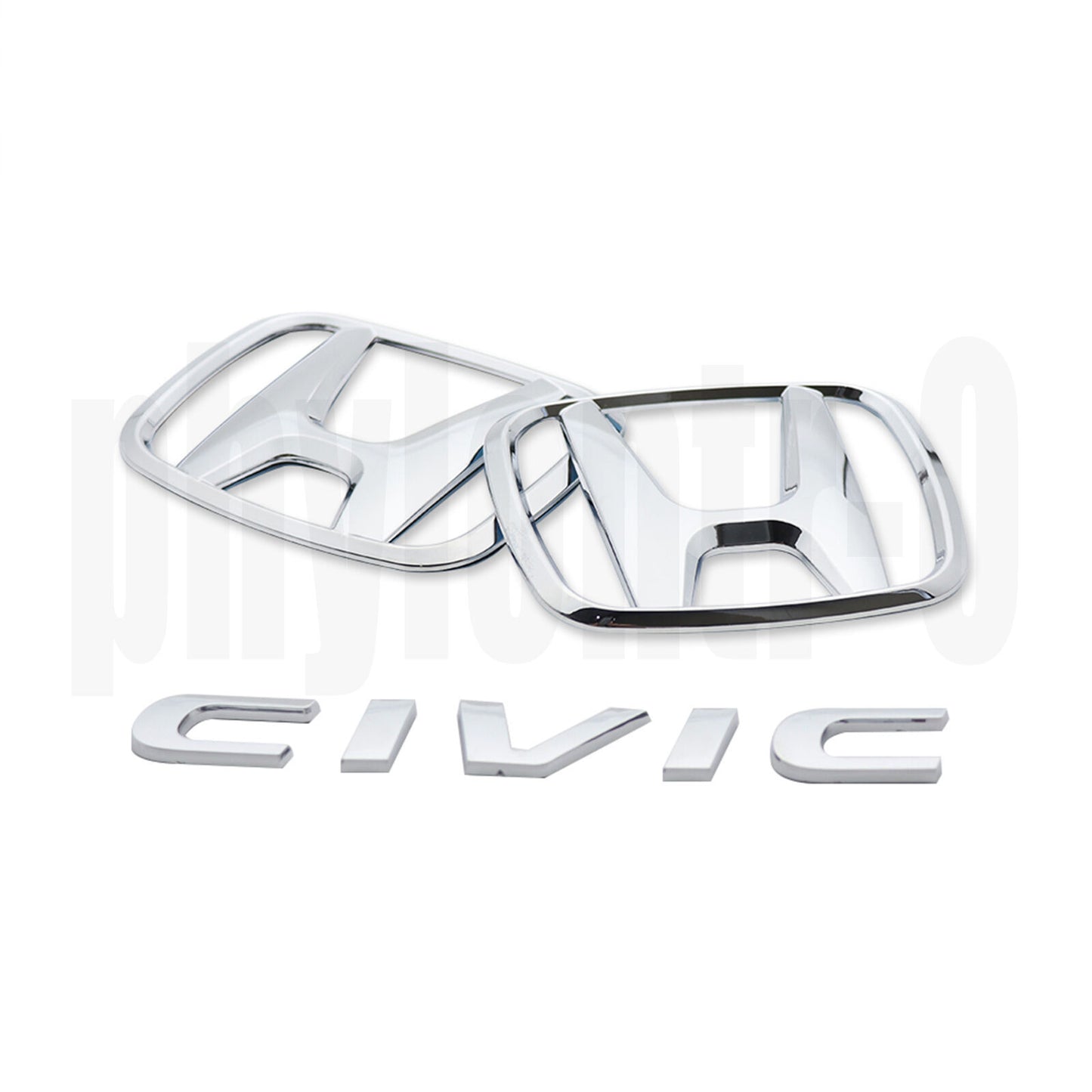 Glossy lettering badges on the front grille bumper and rear badges for the H+ for Civic 2016, 2017 - 2021