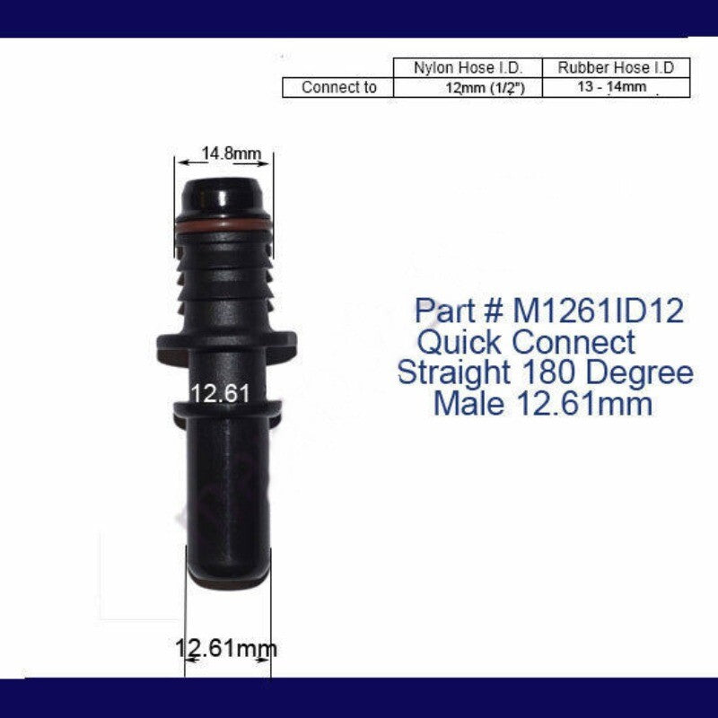 Quick Connect Disconnect 12.61mm 1/2 in Fuel Line ID 12mm 1/2 in Hose Barb Gas Q