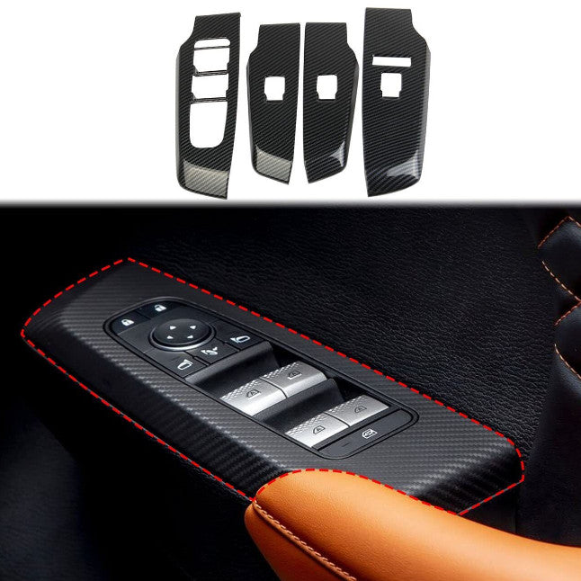 Carbon Fiber Interior Window Switch Panel Cover Trim for Mitsubishi Outlander22+