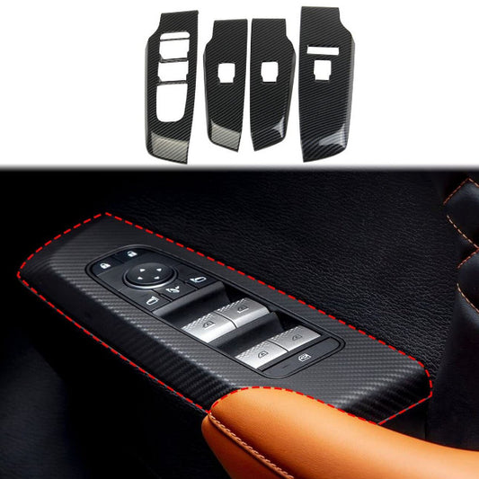Carbon Fiber Interior Window Switch Panel Cover Trim for Mitsubishi Outlander22+