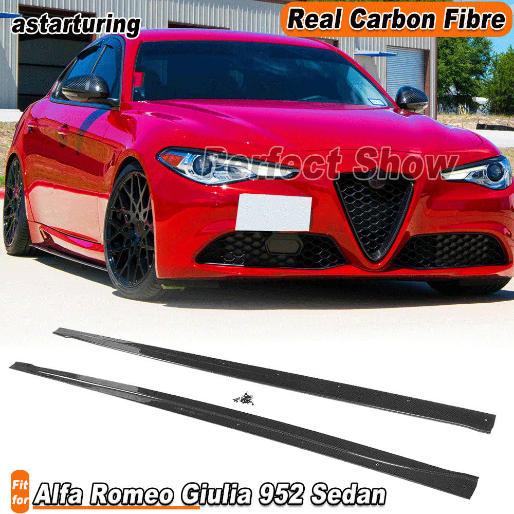 Fit for Alfa Romeo Giulia 952 Sedan 2015-20 REAL Carbon Side Skirts Spoiler Lip