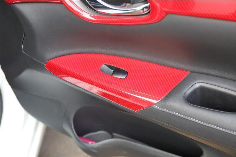 for Nissan Sentra Sylphy 13-19 Red Carbon Fiber Window Lift Panel Switch Trim 4X