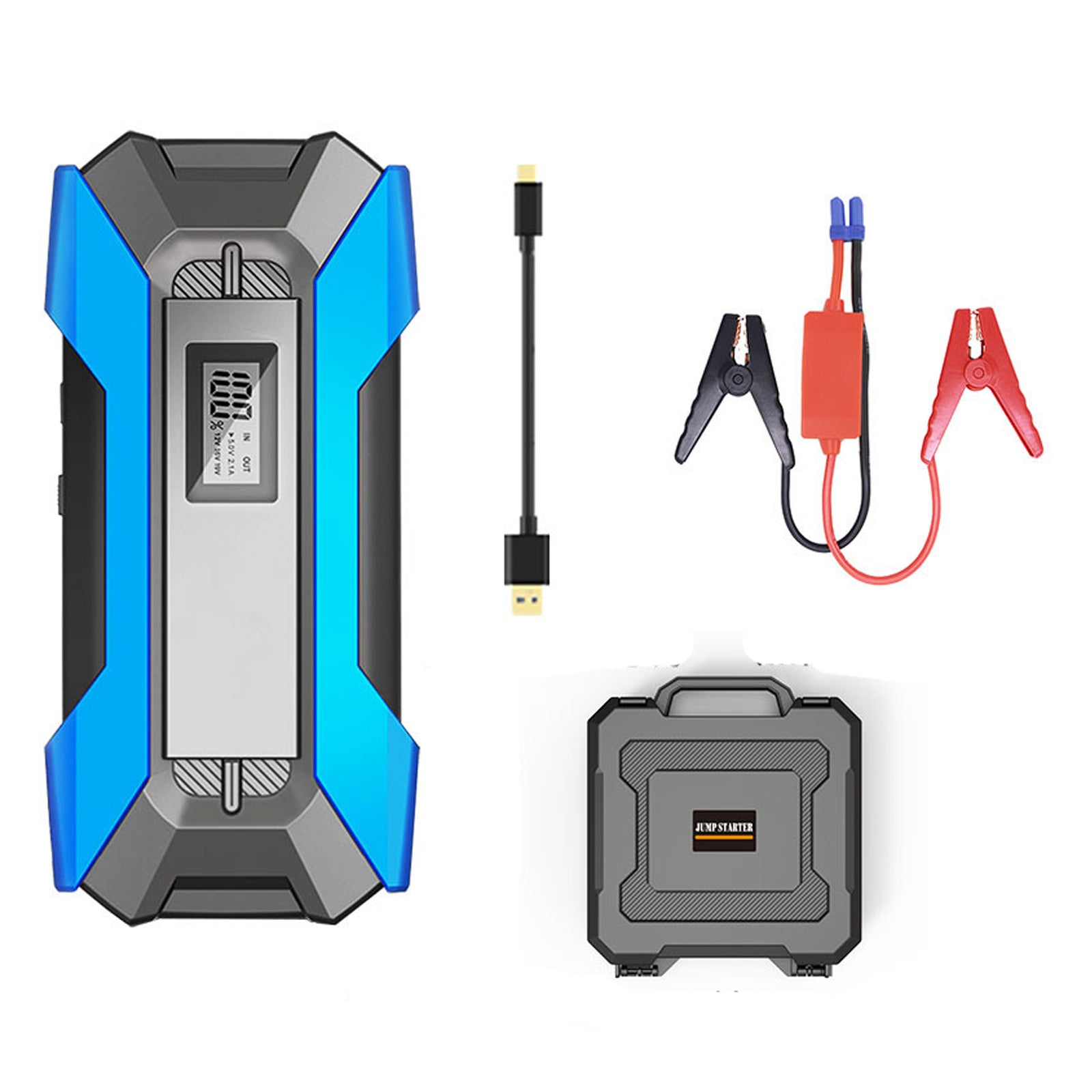 12V 2000A Car Jump Starter Intensifier Jumper Cable Portable Power Bank Battery Charger