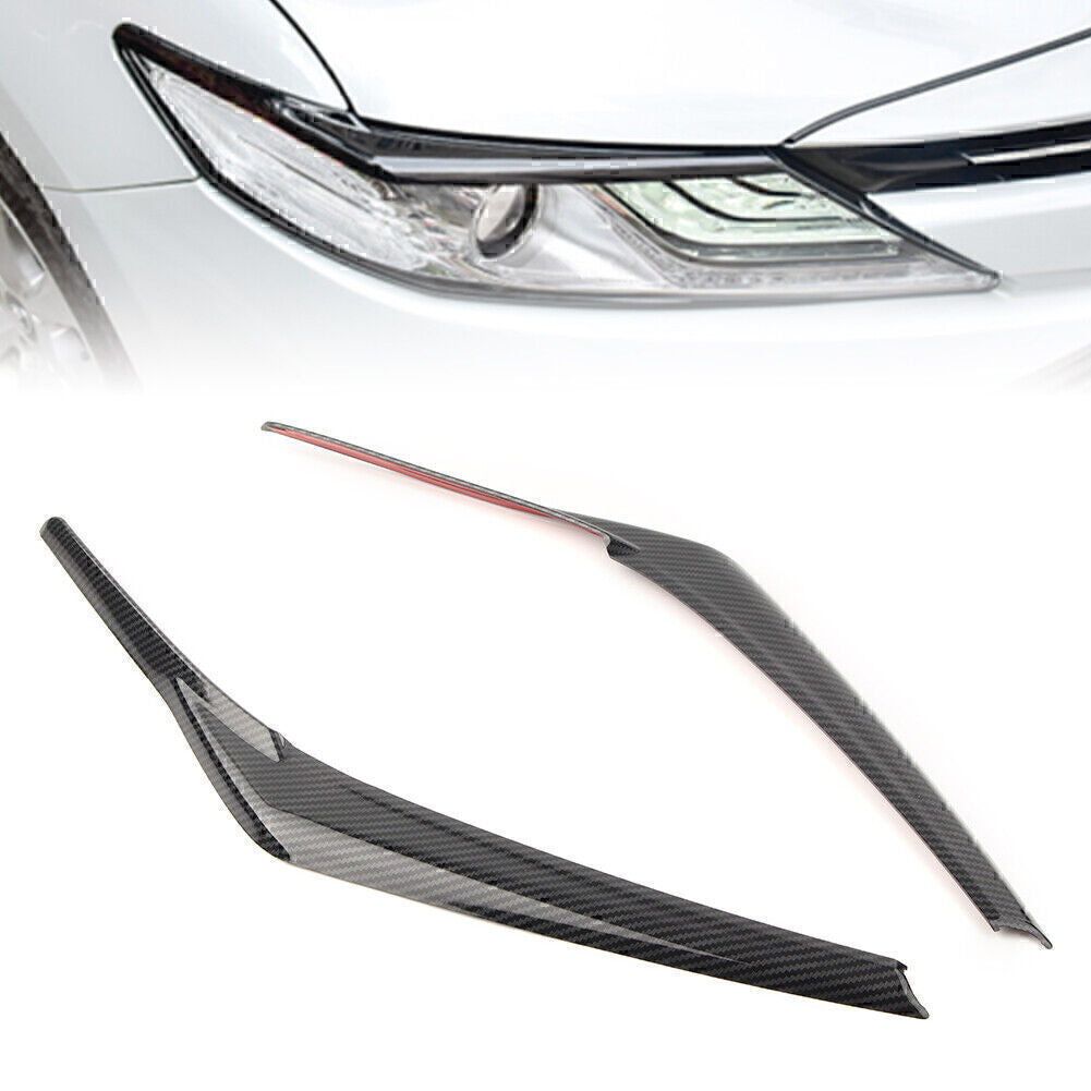 Carbon Headlight Lamp Eyebrow Decoration Trim Fit 2018-2024 for Toyota for Camry SE XSE