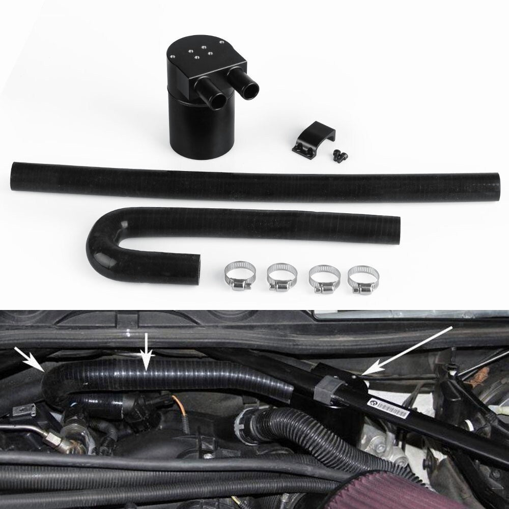 Double Baffled Oil Catch Can+Silicone Hoses Fit for BMW N54 135i 335i 535i