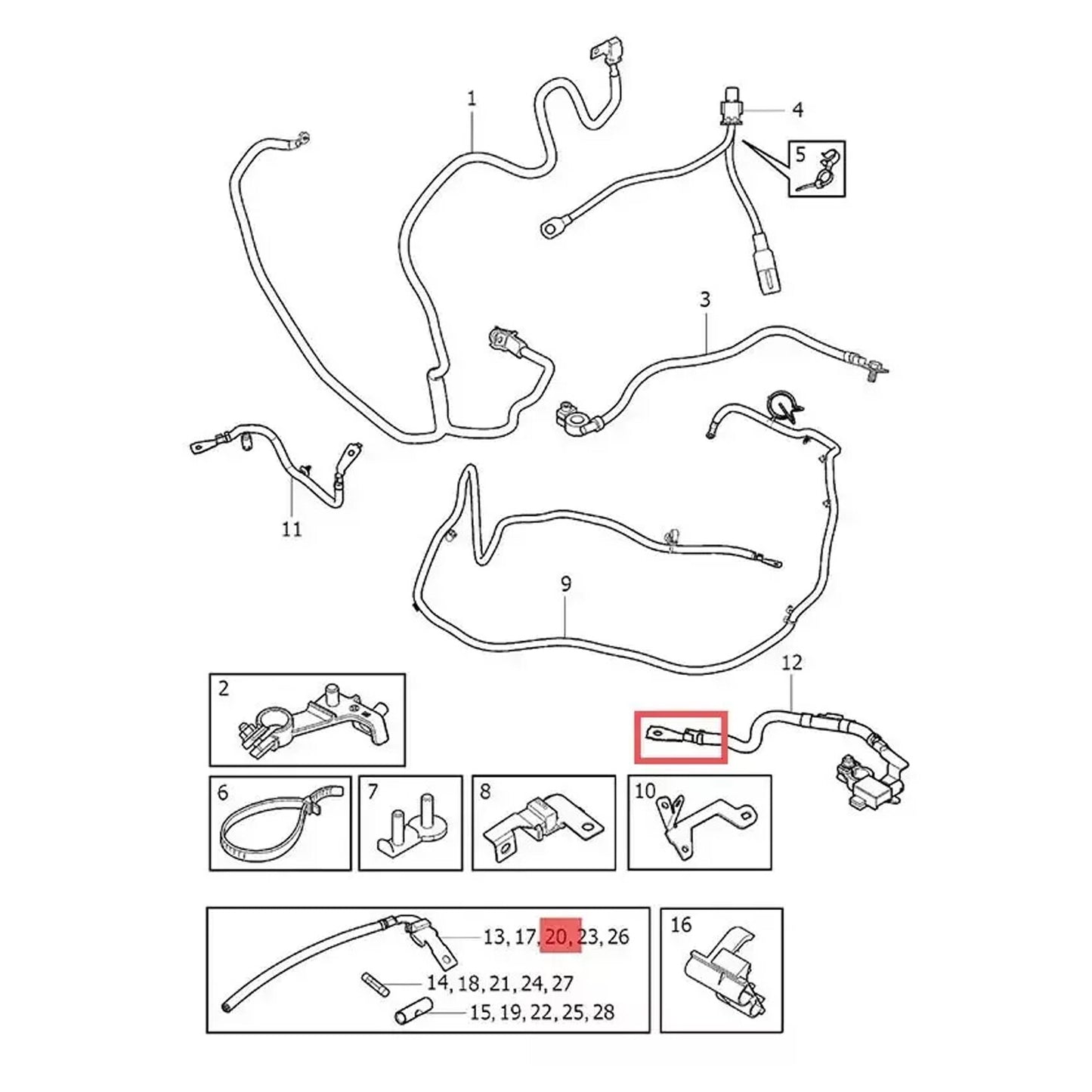 Car Positive Battery Cable Fuse Connector Head for Land Rover Range Evoque for Rover