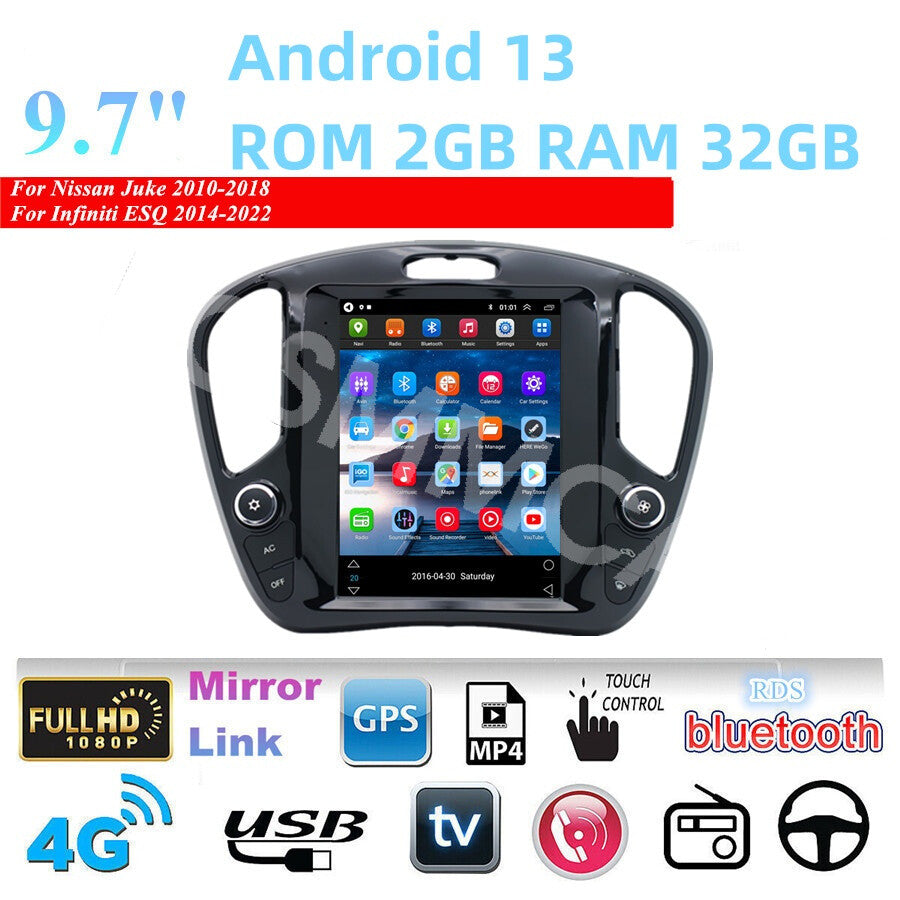 Fit for Nissan Juke 2010-2018 Car Stereo Radio Android 13 GPS For Apple Carplay