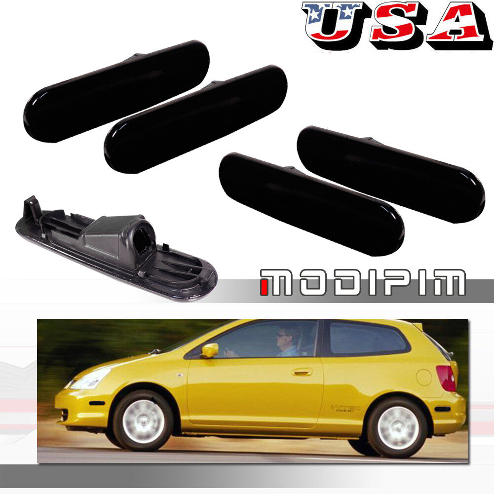 Front and rear smoked side marker light housing for 02-05 for Honda for Civic Si EP3 / EP 3DR - v