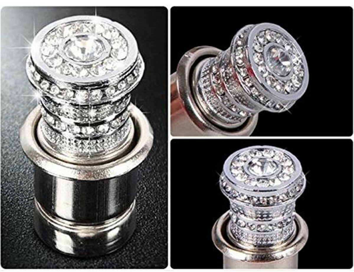 Crystal Style Car Cigarette Lighters Rhinestone for Charger Decor Accessories Silver