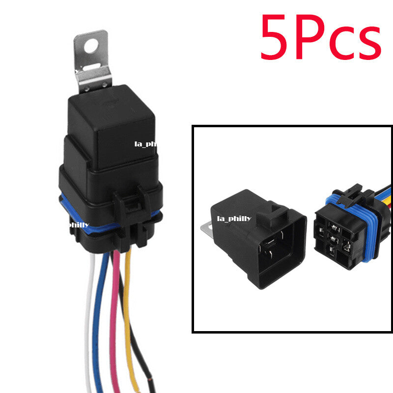 5x Automotive Car Relay Switch Harness 5Pin SPDT Waterproof 30A/40A DC12V Wires