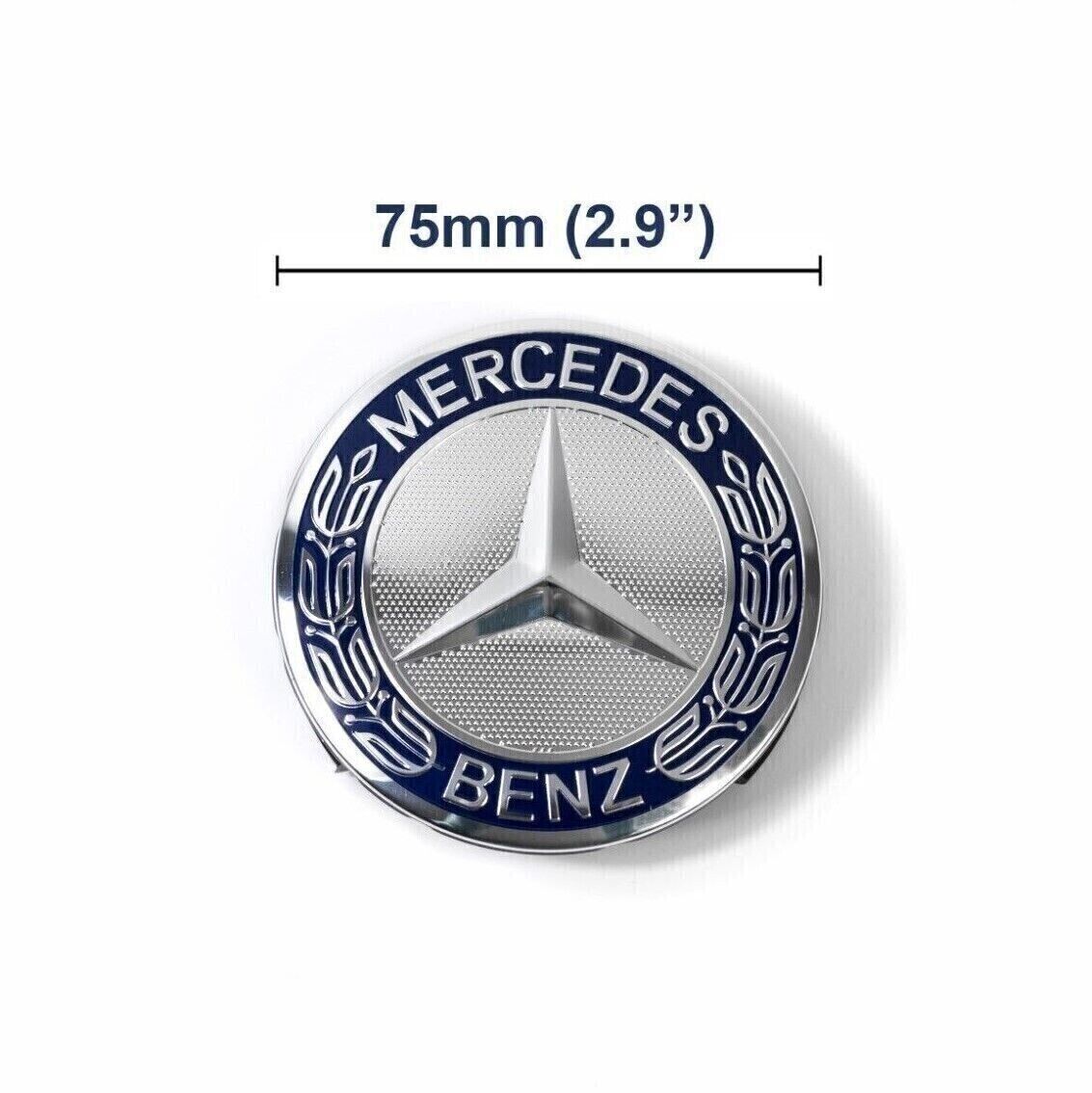 A set of 4 x 75mm classic dark blue wheels, center hubcaps, AMG rims