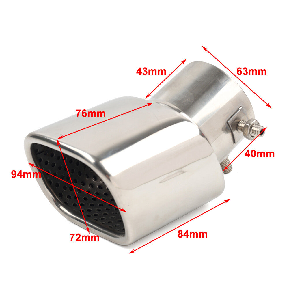 Car Stainless Steel Rear Chrome Exhaust Pipe Tail Muffler Tip Square Accessories