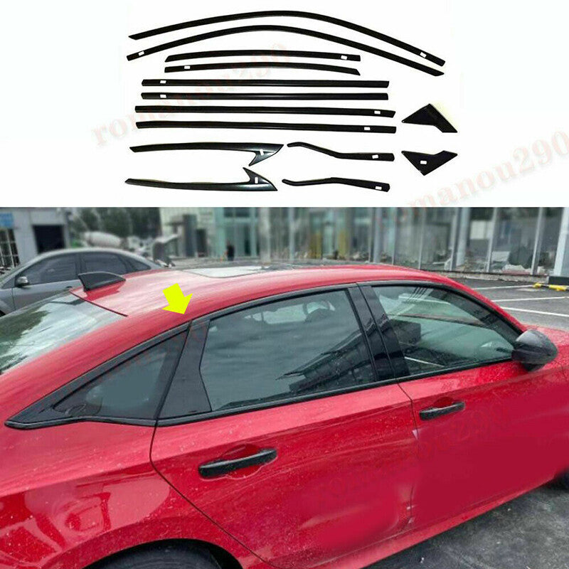 for Honda for Civic Sedan 2022-2023 ABS Glossy Black Window Molding Strip Cover Trim