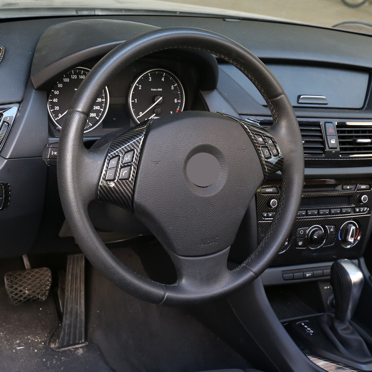 Carbon fiber exterior steering wheel button panel cover trim for 3 E90 (2005-12-) n