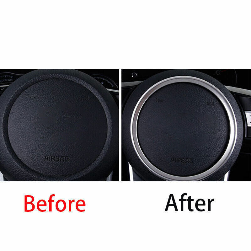 Car Steering Wheel Horn Ring Cover Trim 1 for Kia Seltos 2020-2022 Silver Steel