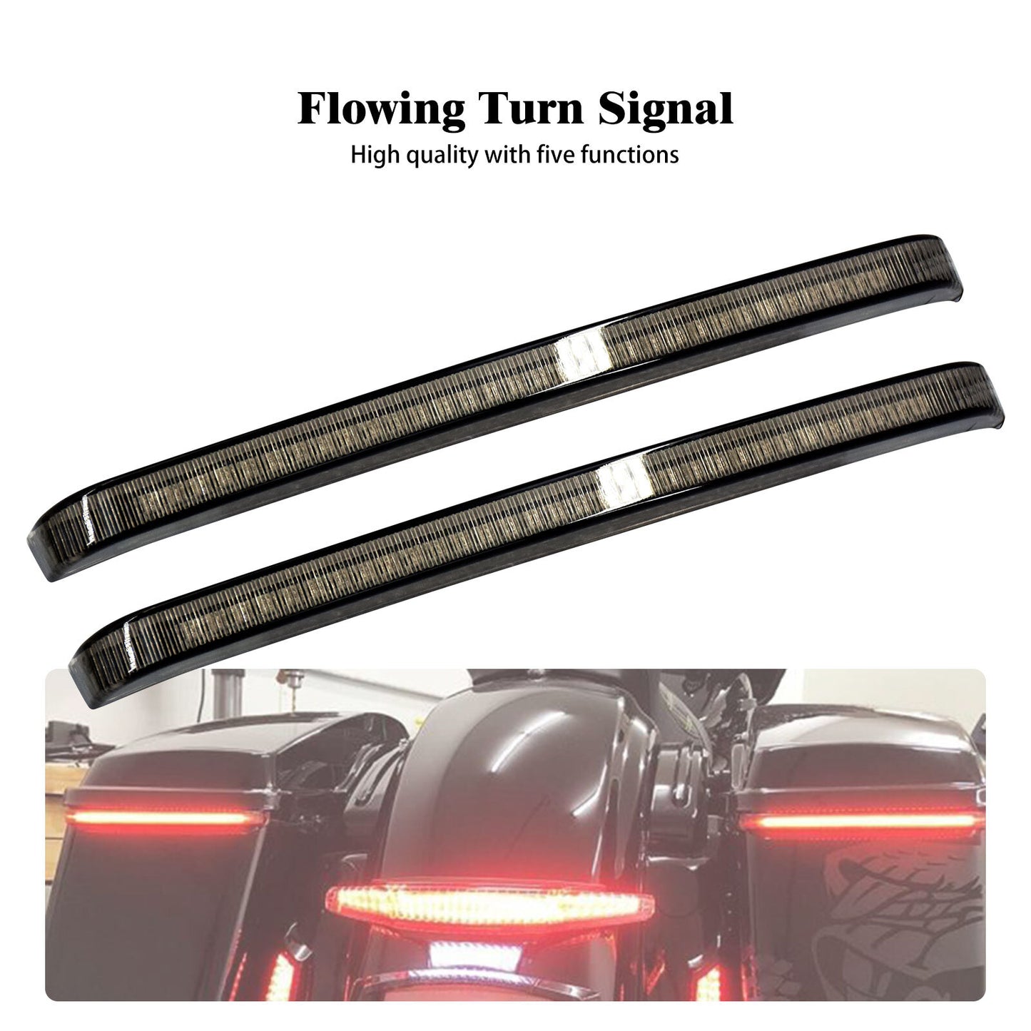 Saddlebag Flowing Brake Turn Signal w/ Somke Lens Lights Fit for Harley Touring