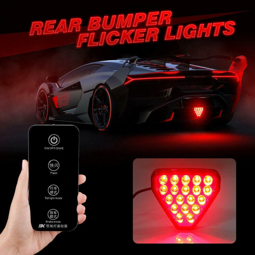 LED remote control car rear third brake light warning taillight ABS triangle red - n