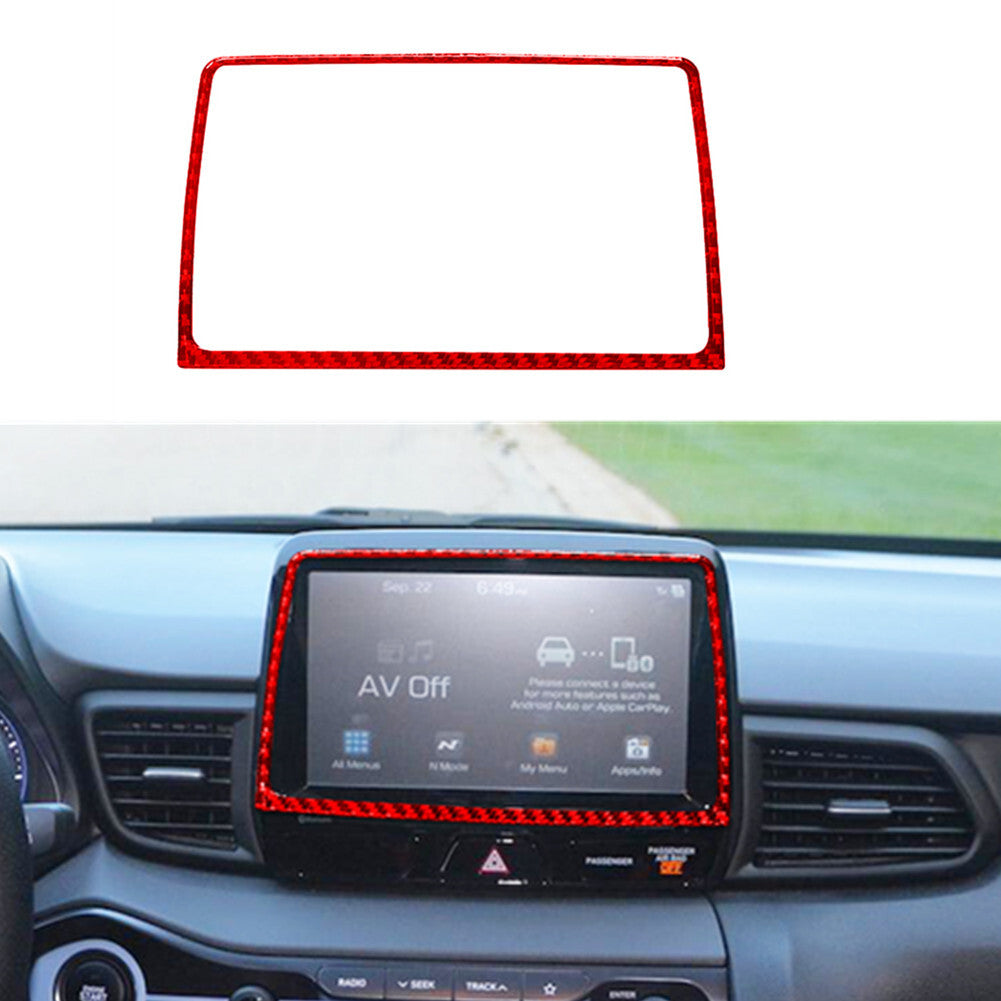 Red Carbon Fiber Central LCD Outer Frame Cover for Hyundai for Veloster JS 2019-2022